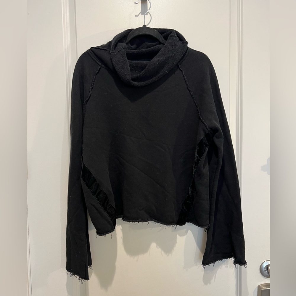 Alala Black Cropped Cowl Neck Sweatshirt Size L - Picture 2 of 7